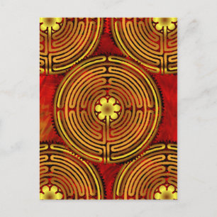 Chartres Labyrinth Fire Postcard