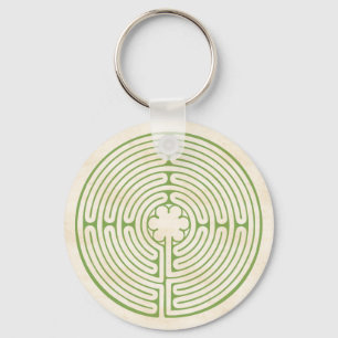 Chartres Labyrinth Green Key Ring