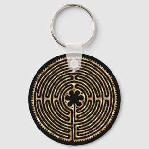 Chartres Labyrinth Pearl Dark Paths Keychain