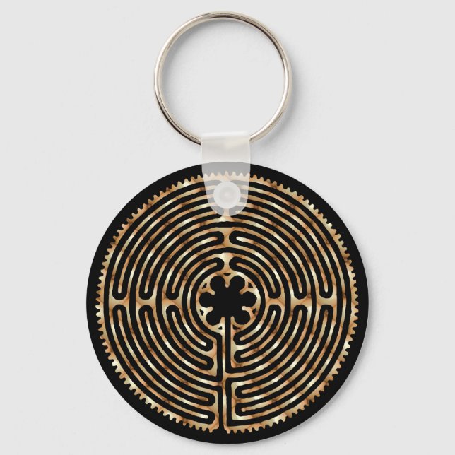 Chartres Labyrinth Pearl Dark Paths Keychain (Front)