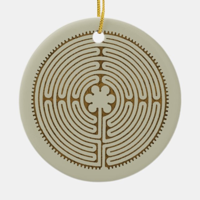 Chartres Labyrinth - Spiritual Symbol Antique 1 Ceramic Tree Decoration (Front)