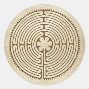 Chartres Labyrinth - Spiritual Symbol Antique 1 Classic Round Sticker