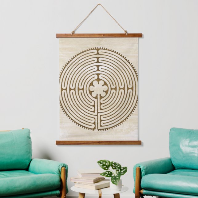 Chartres Labyrinth - Spiritual Symbol Antique 1 Hanging Tapestry (Living Room)