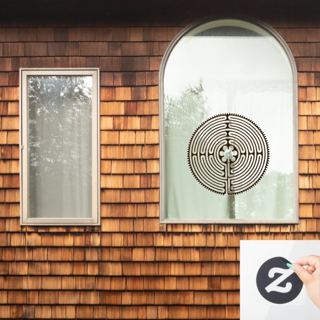 Chartres Labyrinth - Spiritual Symbol Antique 1 Window Cling (Home Window)