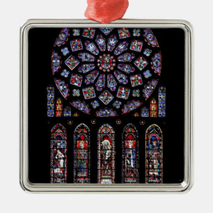 CHARTRES VI STAINED GLASS METAL TREE DECORATION