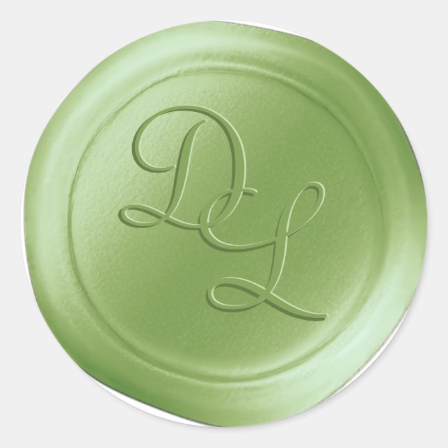Chartreuse 2 Letter Monogram Wax Seal Stickers (Front)