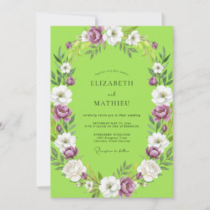 Chartreuse Amethyst Painted Wedding Invitation