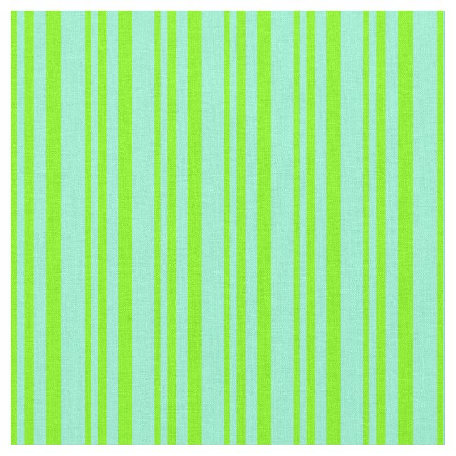 Chartreuse and Aquamarine Coloured Striped Pattern Fabric (Close Up)