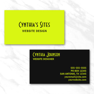 Chartreuse and Black Retro Bold Business Card