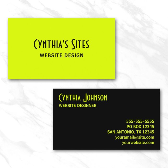 Chartreuse and Black Retro Bold Business Card (Chartreuse and Black Retro Bold Business Card)