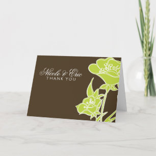 Chartreuse and Brown Floral Thank You Cards