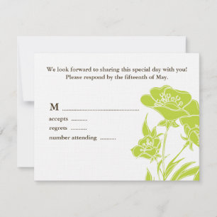 Chartreuse and Brown Floral Wedding Response Card