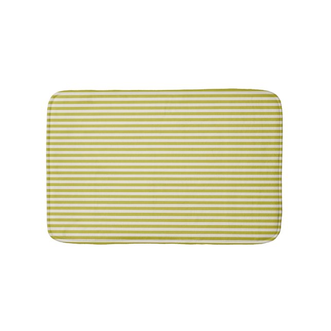 Chartreuse and Cream Simple Striped Pattern  Bath Mat (Front)