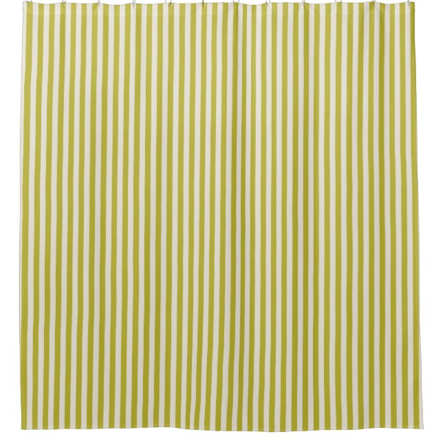 Chartreuse and Cream Simple Striped Pattern  Shower Curtain (Front)
