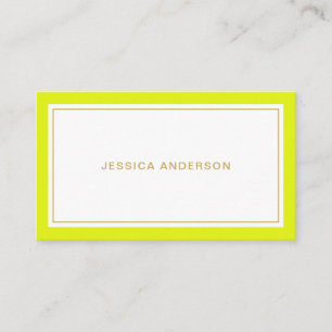 Chartreuse And Gold Elegant Feminine Business Card