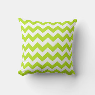 Chartreuse and White Chevron Zig Zag Pillow