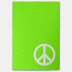 Chartreuse and White Peace Symbol Post-it Notes