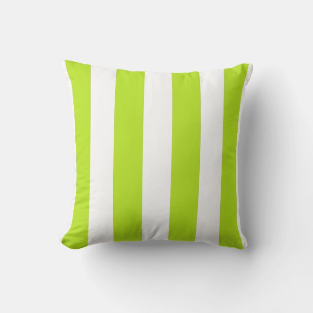 Chartreuse and White Striped Cushion (Front)