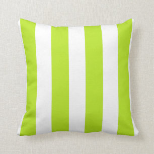 Chartreuse and White Striped Cushion