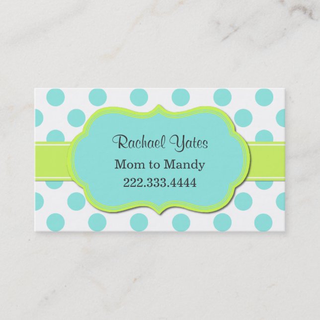 Chartreuse & Aquamarine Mummy Play Date Card (Front)