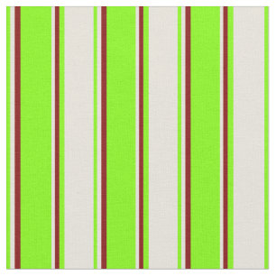 Chartreuse, Beige & Maroon Stripes Fabric