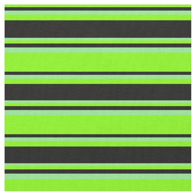 Chartreuse, Black, and Light Green Coloured Lines Fabric (Close Up)
