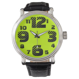 Chartreuse/Black Men's Big Number Watch
