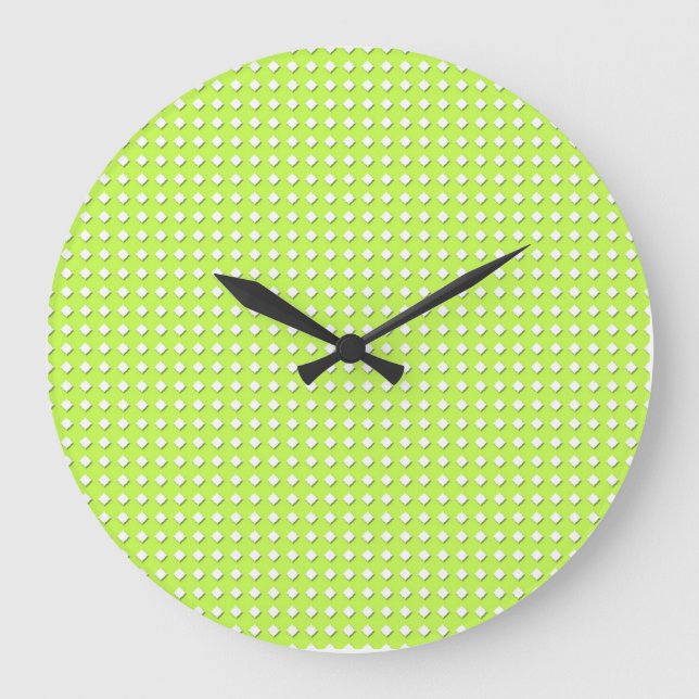 Chartreuse Bright Lime Green Pattern - Diamonds Large Clock (Front)
