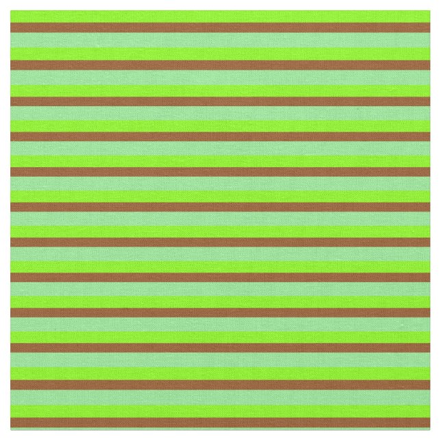 Chartreuse, Brown, and Light Green Stripes Fabric (Close Up)