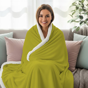 Chartreuse Colour Yellowish Green Plain Minimalist Sherpa Blanket