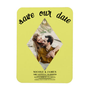 Chartreuse Diamond Photo Wedding Save the Date Magnet
