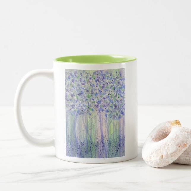 Chartreuse Figs Watercolor Two-Tone Coffee Mug (With Donut)