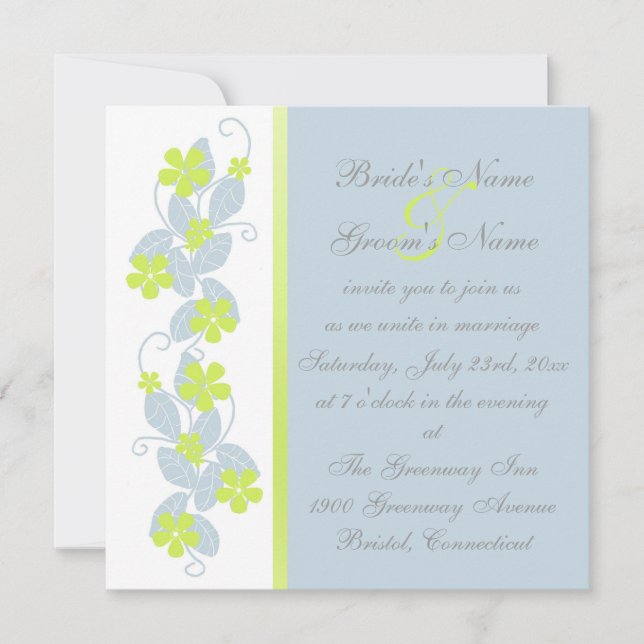 Chartreuse Flowers Wedding Invitation (Front)