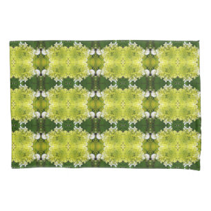 Chartreuse Green Abstract Hydrangea Blooms Pattern Pillowcase