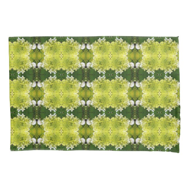 Chartreuse Green Abstract Hydrangea Blooms Pattern Pillowcase (Front)