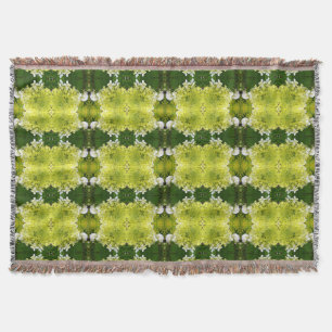 Chartreuse Green Abstract Hydrangea Blooms Pattern Throw Blanket