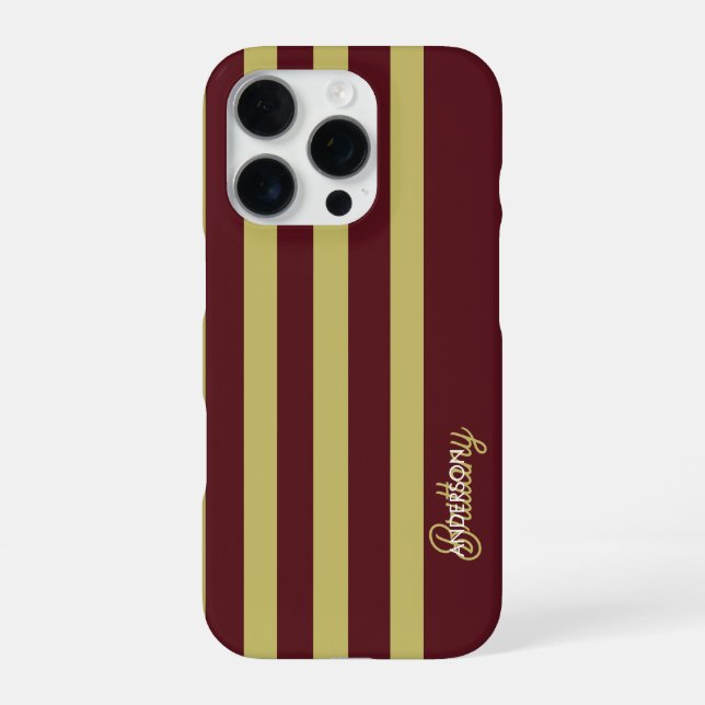 Chartreuse Green and Burgundy Stripes Pattern  iPhone Case (Back)