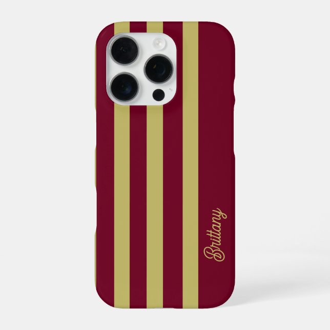 Chartreuse Green and Burgundy Stripes Pattern  iPhone Case (Back)