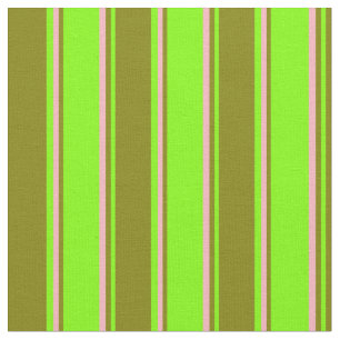 Chartreuse, Green, and Light Pink Lines Pattern Fabric
