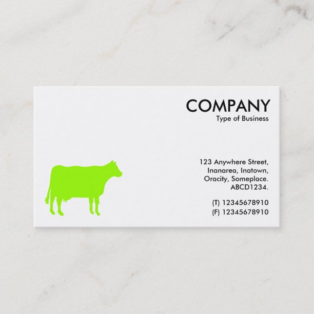 Chartreuse Green Cow Symbol - White Business Card (Front)