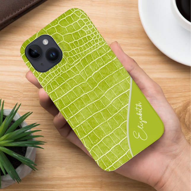 Chartreuse Green Crocodile Personalised iPhone Case (Creator Uploaded)
