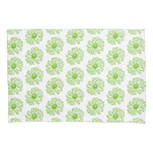 Chartreuse Green Daisy Print, Hippie Flower Print Pillowcase