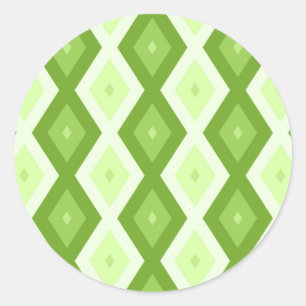 Chartreuse green diamond pattern classic round sticker