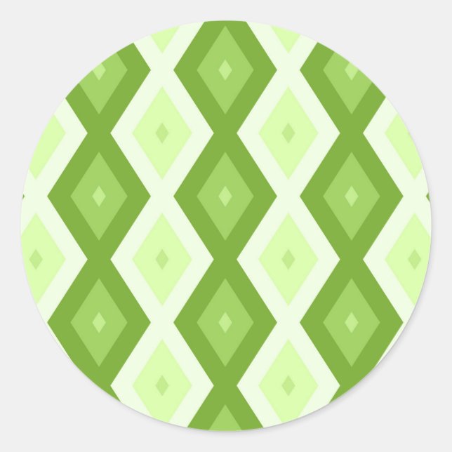 Chartreuse green diamond pattern classic round sticker (Front)