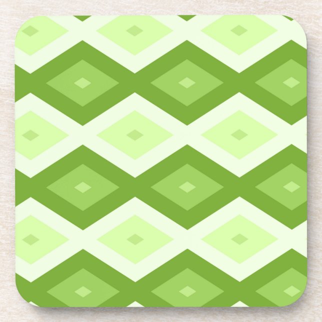 Chartreuse green diamond pattern coaster (Front)