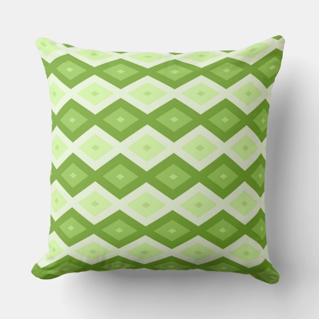 Chartreuse green diamond pattern cushion (Front)