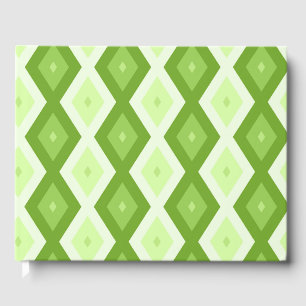 Chartreuse green diamond pattern guest book