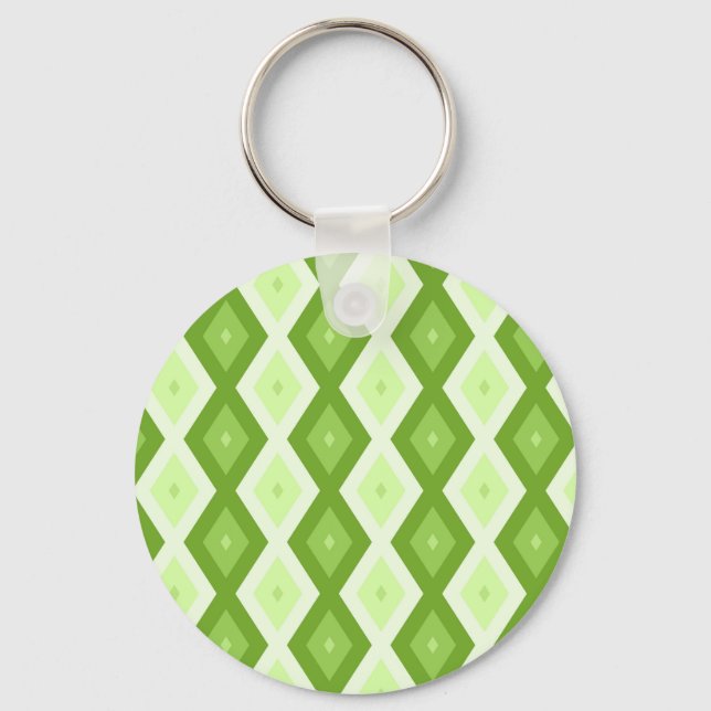 Chartreuse green diamond pattern key ring (Front)