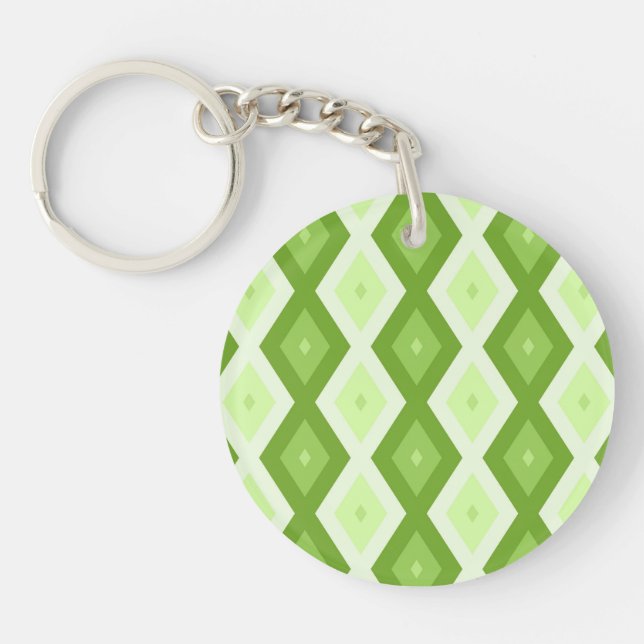 Chartreuse green diamond pattern key ring (Front)
