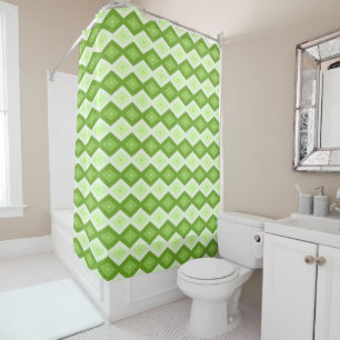 Chartreuse green diamond pattern shower curtain